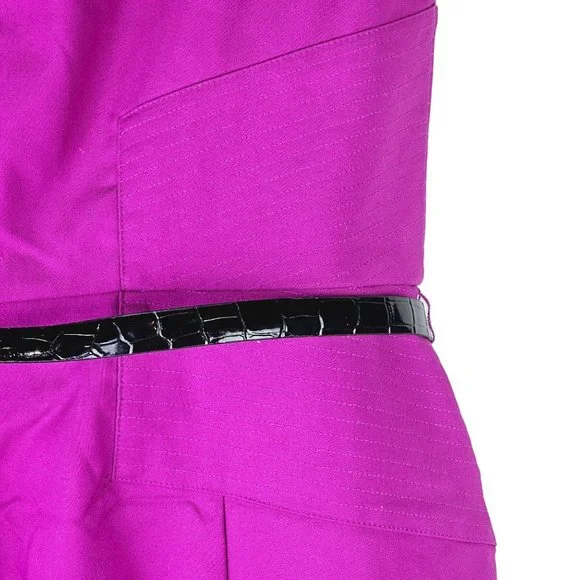White House Black Market Magenta Open Back Pleated Cocktail Sheath Dress, Sz 10 - Picture 5 of 10